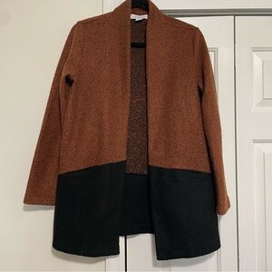 Liz Claiborne Open Front Cardigan Sweater Brown Black Size Small